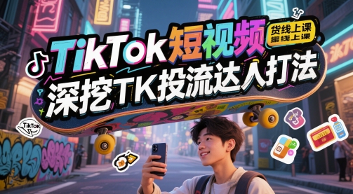 TikTok短视频带货线上课，深挖TK投流达人打法-云创项目库