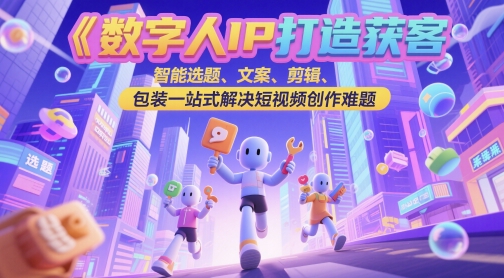 数字人IP打造获客变现实操课，智能选题、文案、剪辑、包装一站式解决短视频创作难题-云创项目库