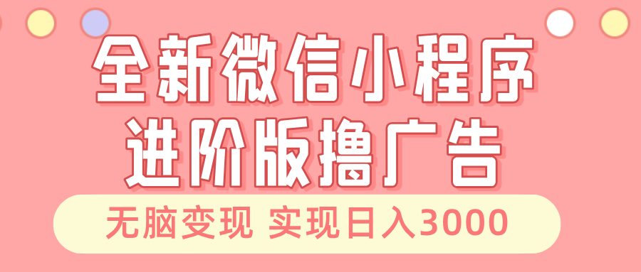 全新微信小程序进阶版撸广告 无脑变现睡后也有收入 日入3000＋-云创项目库
