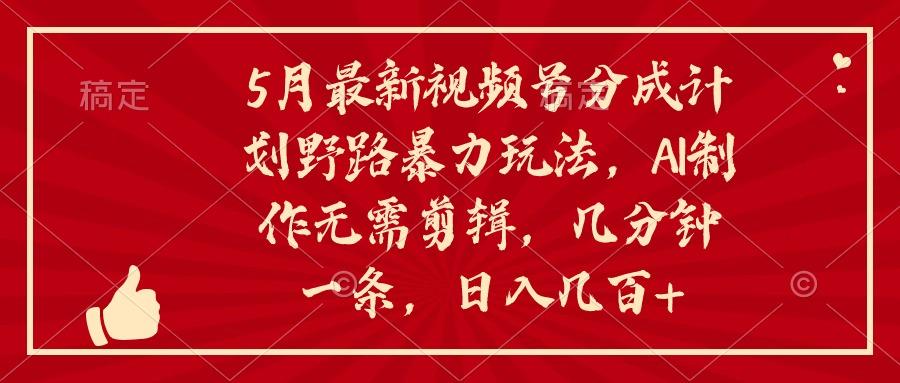 5月最新视频号分成计划野路暴力玩法，ai制作，无需剪辑。几分钟一条，…-云创项目库