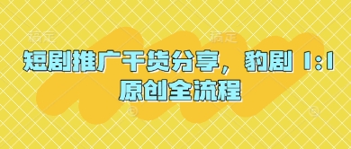 短剧推广干货分享，豹剧 1:1原创全流程-云创项目库