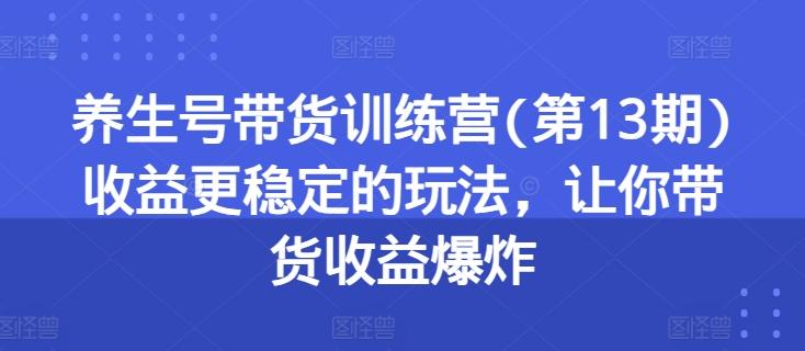 养生号带货训练营(第13期)收益更稳定的玩法，让你带货收益爆炸-云创项目库