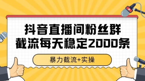 抖音直播间粉丝群暴力截流，一台电脑每天稳定2000条数据【揭秘】-云创项目库