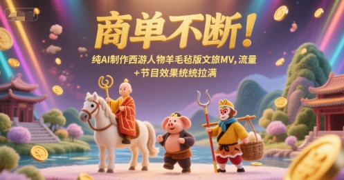 商单不断！纯AI制作西游人物羊毛毡版文旅MV，流量+节目效果统统拉满-云创项目库