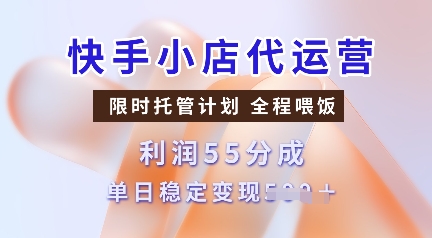 快手小店代运营，限时托管计划，收益55分，单日稳定变现多张【揭秘】-云创项目库