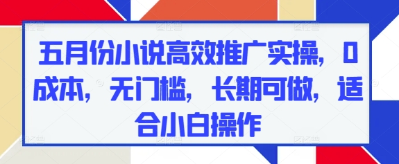 五月份小说高效推广实操，0成本，无门槛，长期可做，适合小白操作-云创项目库