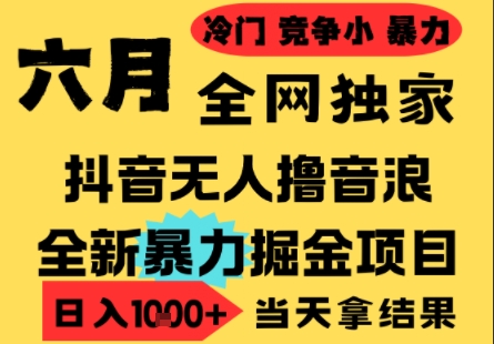 25年6月高爆抖音无人直播最新撸音浪掘金项目，小白可做，无脑日入1k+，门槛低可批量矩阵【揭秘】-云创项目库