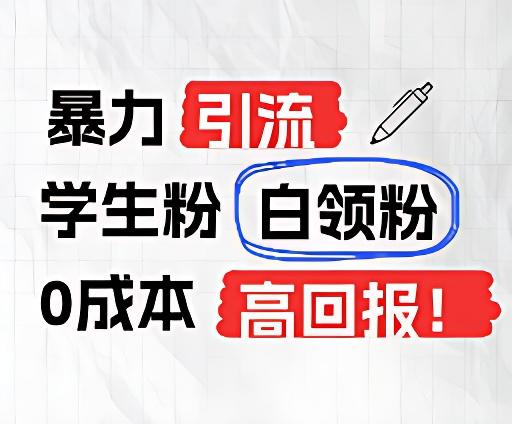 暴力引流学生粉白领粉，吊打以往垃圾玩法，0成本，高回报-云创项目库