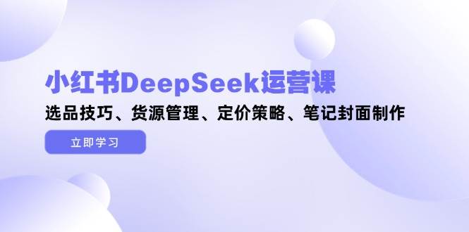 小红书DeepSeek运营课，选品技巧、货源管理、定价策略、笔记封面制作-云创项目库
