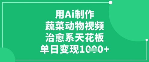 用Ai制作蔬菜动物视频，治愈系天花板，单日变现1k-云创项目库