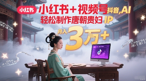 小红书+视频号+抖音，AI轻松制作唐朝贵妇IP，每天30分钟，轻松产出N条，月入3W+-云创项目库