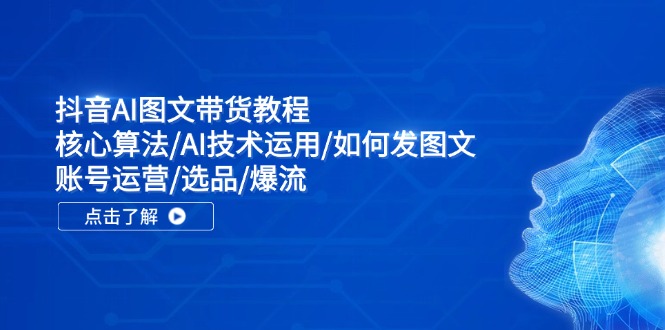 抖音AI图文带货教程：核心算法/AI技术运用/如何发图文/账号运营/选品/爆流-云创项目库