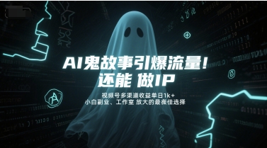 AI鬼故事引爆流量，还能做IP，视频号多渠道收益单日1k+，小白副业、工作室放大的最佳选择-云创项目库