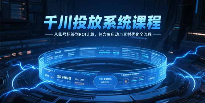 千川投放系统课程，从账号标签到ROI计算，包含冷启动与素材优化全流程-云创项目库