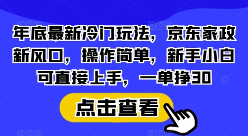 年底最新冷门玩法，京东家政新风口，操作简单，新手小白可直接上手，一单挣30【揭秘】-云创项目库