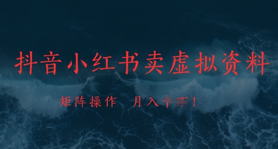 抖音小红书卖虚拟资料，市场需求一直存在，矩阵操作，月入1w+-云创项目库