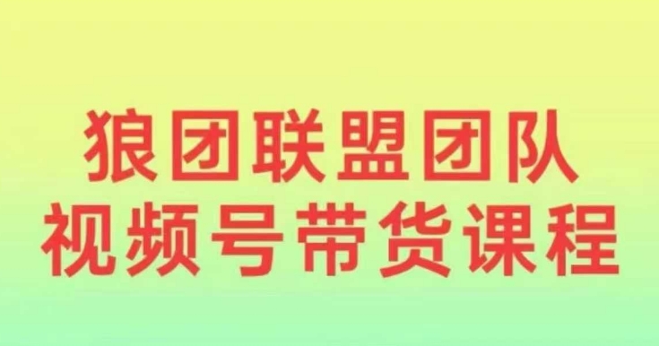 狼团联盟2024视频号带货，0基础小白快速入局视频号-云创项目库