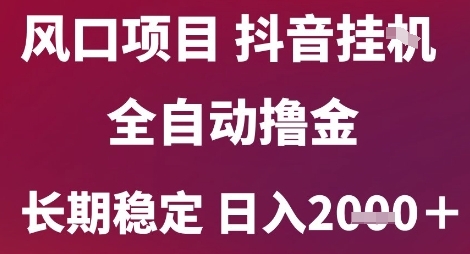 风口项目，六月最新玩法抖音无人挂G，全自动撸金，长期稳定 日入2k+【揭秘】-云创项目库