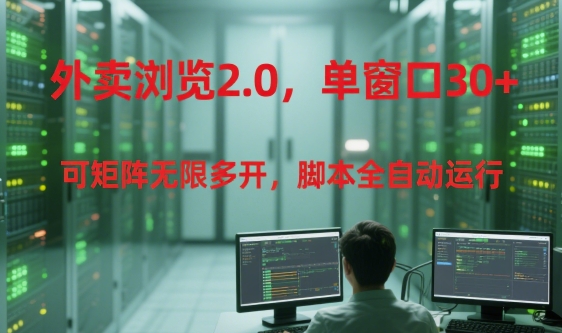 外卖浏览2.0，单窗口30+可矩阵无限多开，脚本全自动运行【揭秘】-云创项目库