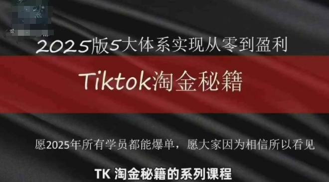 TikTok跨境2025淘金秘籍，​2025TikTok从0到盈利变现-云创项目库