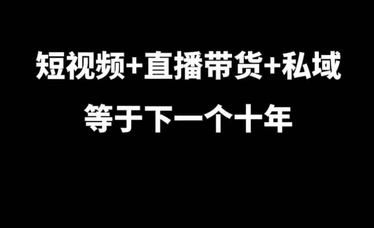 短视频+直播带货+私域等于下一个十年，大佬7年实战经验总结-云创项目库