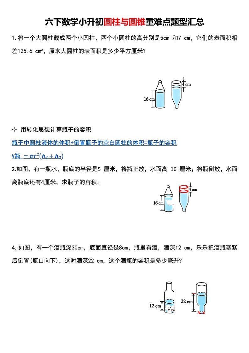 小升初数学【圆柱与圆锥重难点题型汇总】-云创项目库