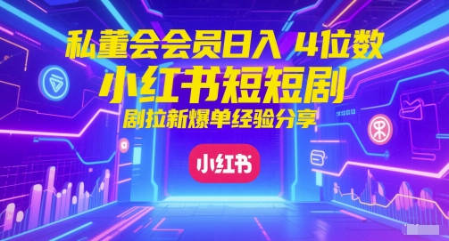 私董会会员日入4位数小红书红果短剧拉新爆单经验分享-云创项目库