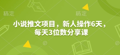 小说推文项目，新人操作6天，每天3位数分享课-云创项目库