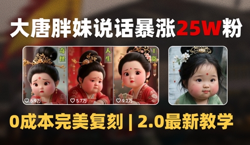 AI大唐胖贵妃说话2.0，40条视频暴涨40w粉，附独家变现攻略-云创项目库