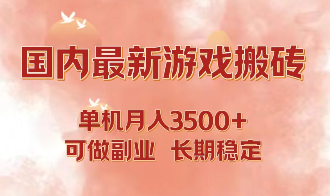 国内最新游戏打金搬砖，单机月入3500+可做副业 长期稳定-云创项目库