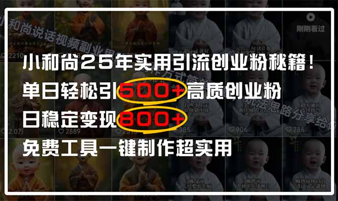 小和尚2025年实用引流秘籍！单日轻松引500+高质量创业粉，日变现800+，…-云创项目库