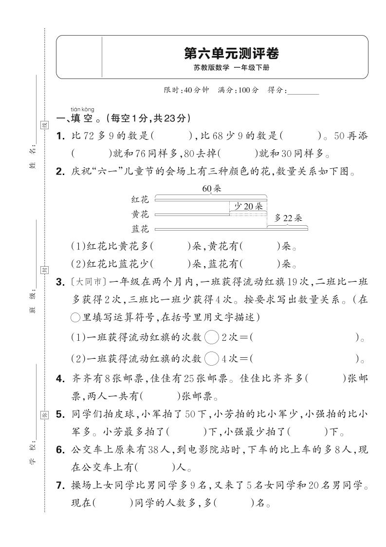 新一下苏教版数学第六单元测试卷（含答案）-云创项目库