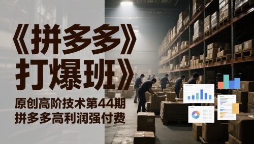 《拼多多打爆班》原创高阶技术第44期，拼多多高利润强付费-云创项目库