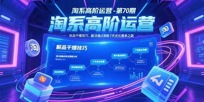 淘系高阶运营-第70期，标品干爆技巧，解决难点策略，大佬操盘方法-云创项目库