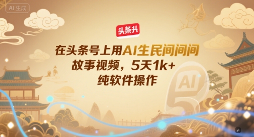 在头条号上用AI生民间故事视频，5天1k+，纯软件操作-云创项目库