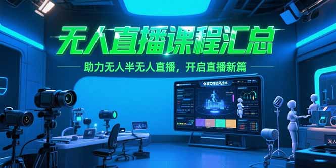 无人直播课程汇总，含非实时防风技术，助力无人半无人直播，开启直播新篇-云创项目库