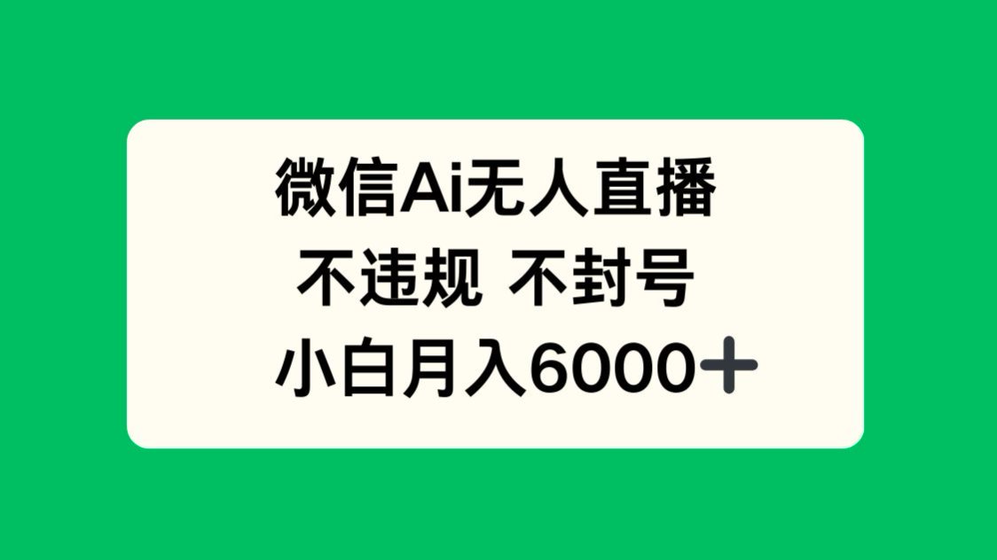 微信AI无人直播，不违规 不封号 ，小白月入6000+-云创项目库