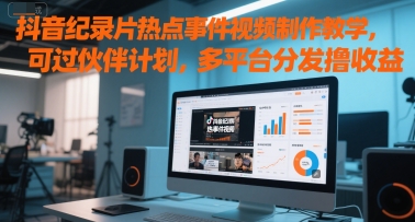 抖音纪录片热点事件视频制作教学，可过伙伴计划，多平台分发撸收益-云创项目库