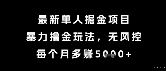 最新单人掘金项目，暴力撸金玩法，无风控，每个月多挣5k+【揭秘】-云创项目库