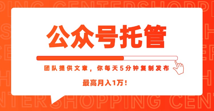 【公众号托管 】我提供文章，你每天５分钟复制发布，最高月入1W-云创项目库
