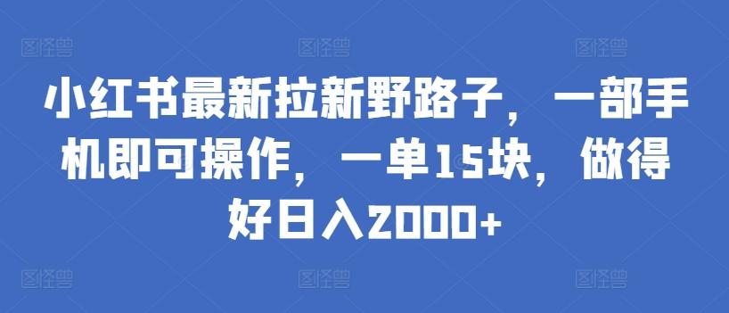 小红书最新拉新野路子，一部手机即可操作，一单15块，做得好日入2000+【揭秘】-云创项目库