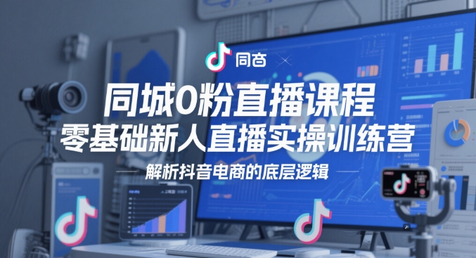 同城0粉直播课程，零基础新人直播实操训练营，解析抖音电商的底层逻辑-云创项目库