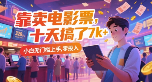 靠卖电影票，十天搞了7k+，小白无门槛上手，零投入【揭秘】-云创项目库