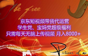 京东短视频带货代运营，学生党、宝妈党超级福利，只需每天无脑上传视频，月入8000+【仅揭秘】-云创项目库