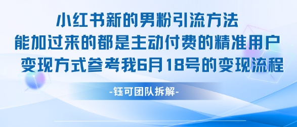 小红书全新男粉引流实操方法，日引流100多精准男粉-云创项目库