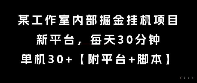 某工作室内部掘金挂G项目，新平台，每天30分钟，单机30+【揭秘】-云创项目库