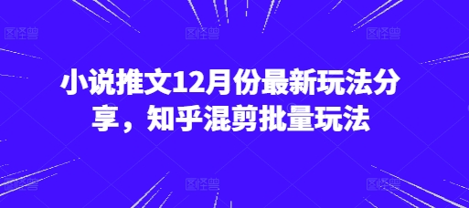 小说推文12月份最新玩法分享，知乎混剪批量玩法-云创项目库