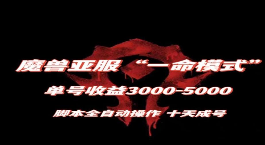 魔兽亚服一命模式，10天成号-单号3千-5千，脚本全自动操作，保姆级教学【揭秘】-云创项目库