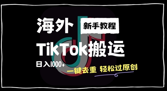 2024最新海外TikTok搬运玩法，一键去重轻松过原创，新手无经验也能日入1k【揭秘】-云创项目库