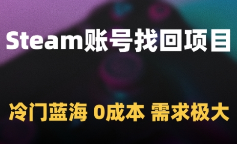 Steam账号找回项目，冷门蓝海，0成本，需求极大-云创项目库